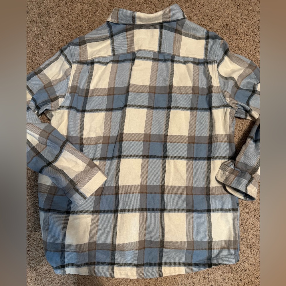 Patagonia Fjord Flannel Shirt Men’s XXL Blue Brown Cream Plaid Winter Hiking - Picture 4 of 6